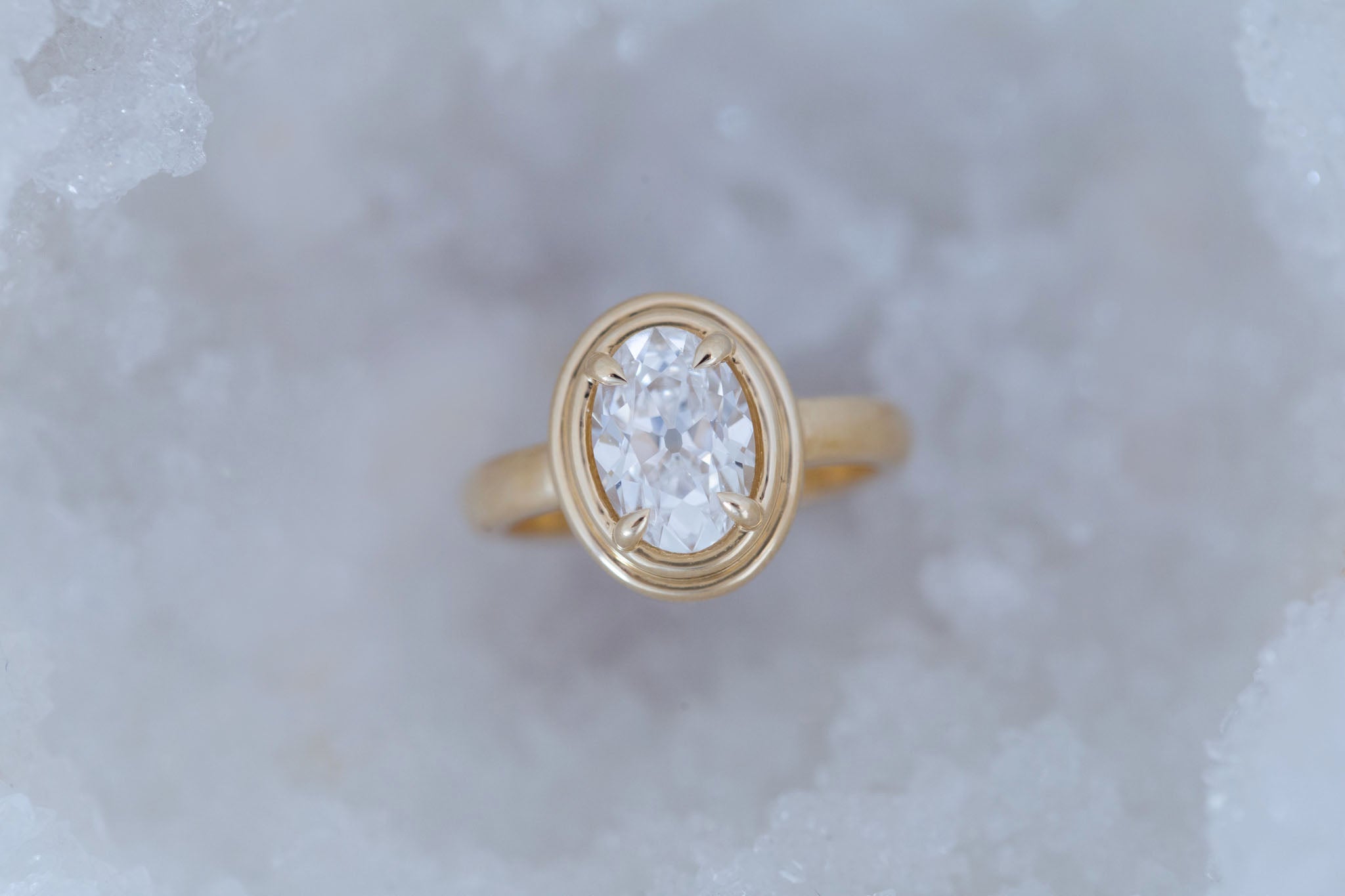 Drew Ring | Lab Antique Oval Diamond Solitaire Engagement Ring 2.04 ct | 14k Recycled Gold | One of a Kind