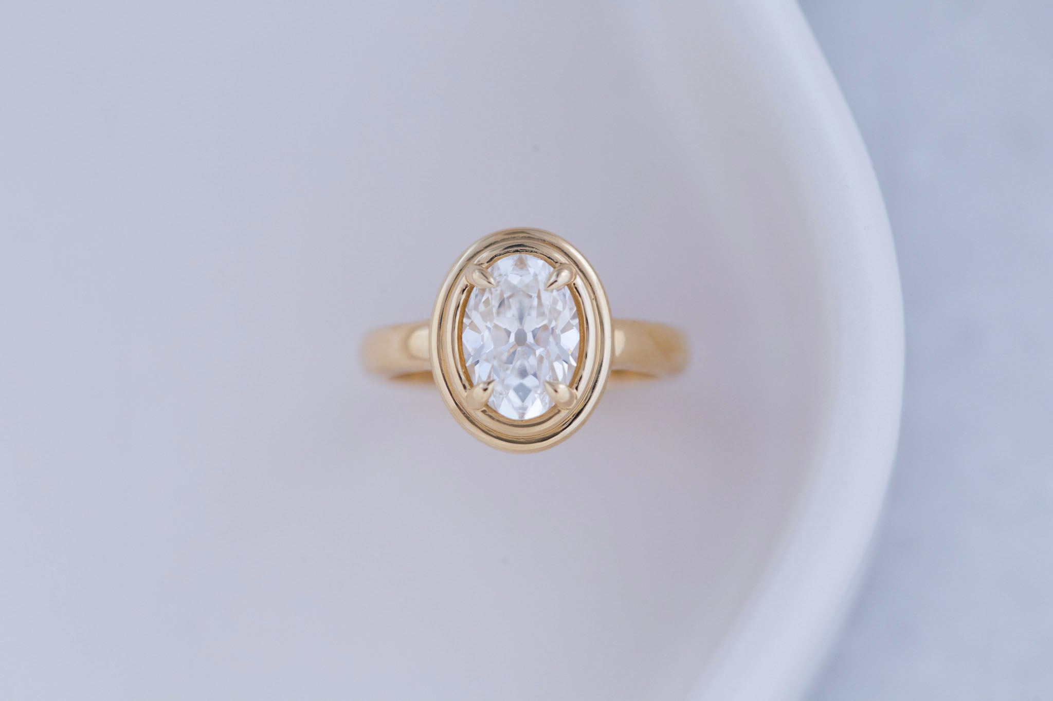 Drew Ring | Lab Antique Oval Diamond Solitaire Engagement Ring 2.04 ct | 14k Recycled Gold | One of a Kind