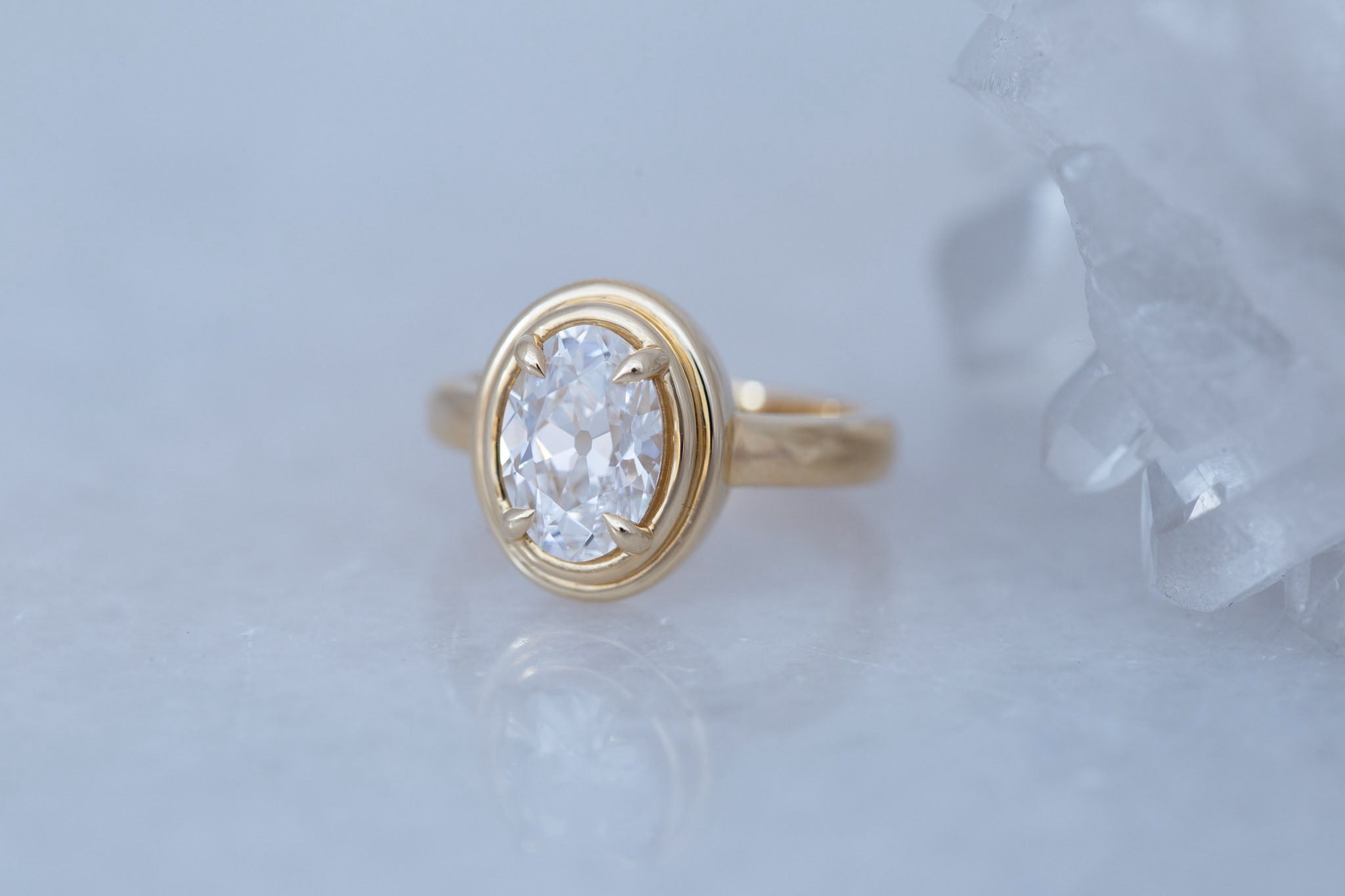 Drew Ring | Lab Antique Oval Diamond Solitaire Engagement Ring 2.04 ct | 14k Recycled Gold | One of a Kind