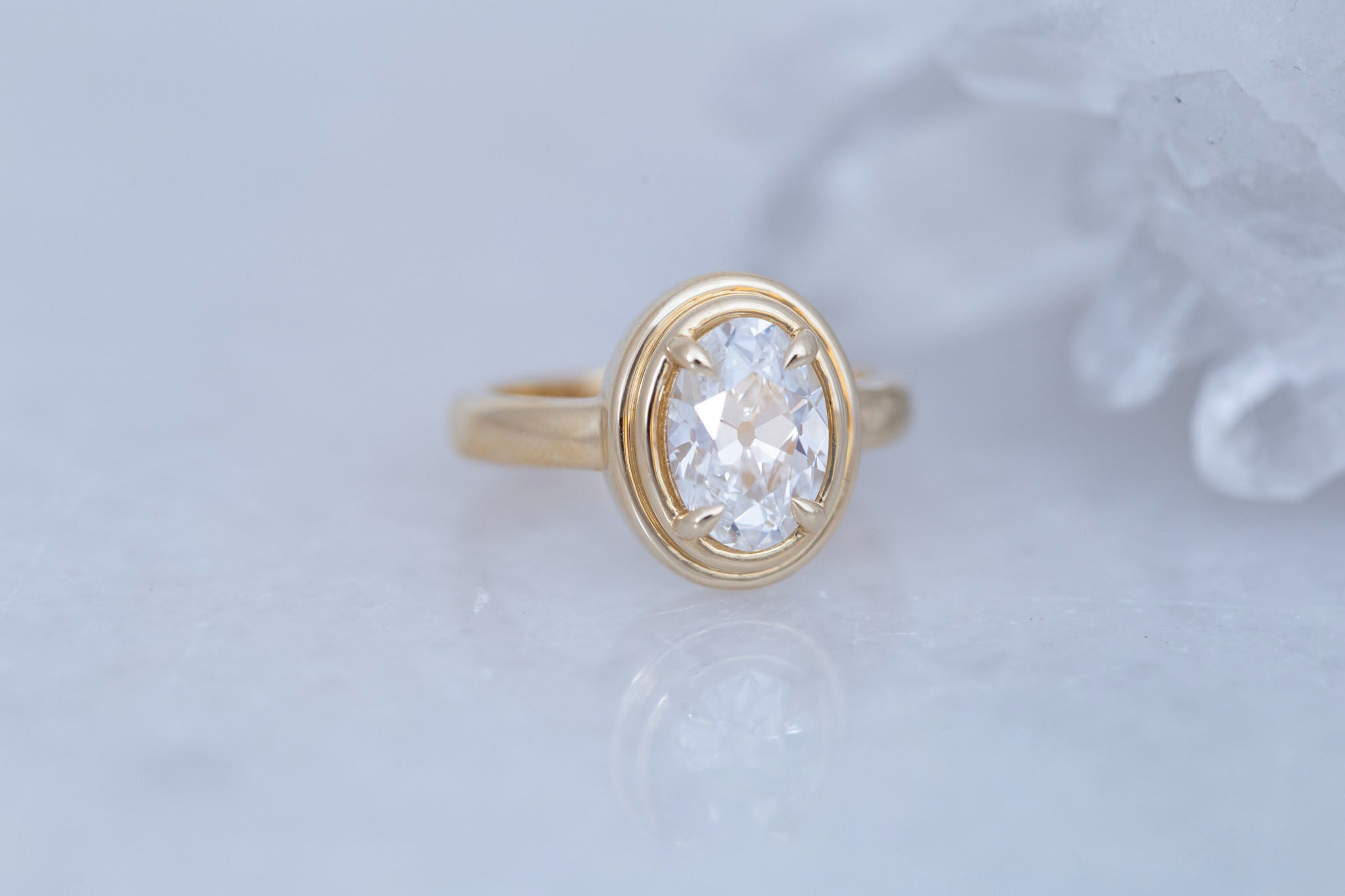 Drew Ring | Lab Antique Oval Diamond Solitaire Engagement Ring 2.04 ct | 14k Recycled Gold | One of a Kind