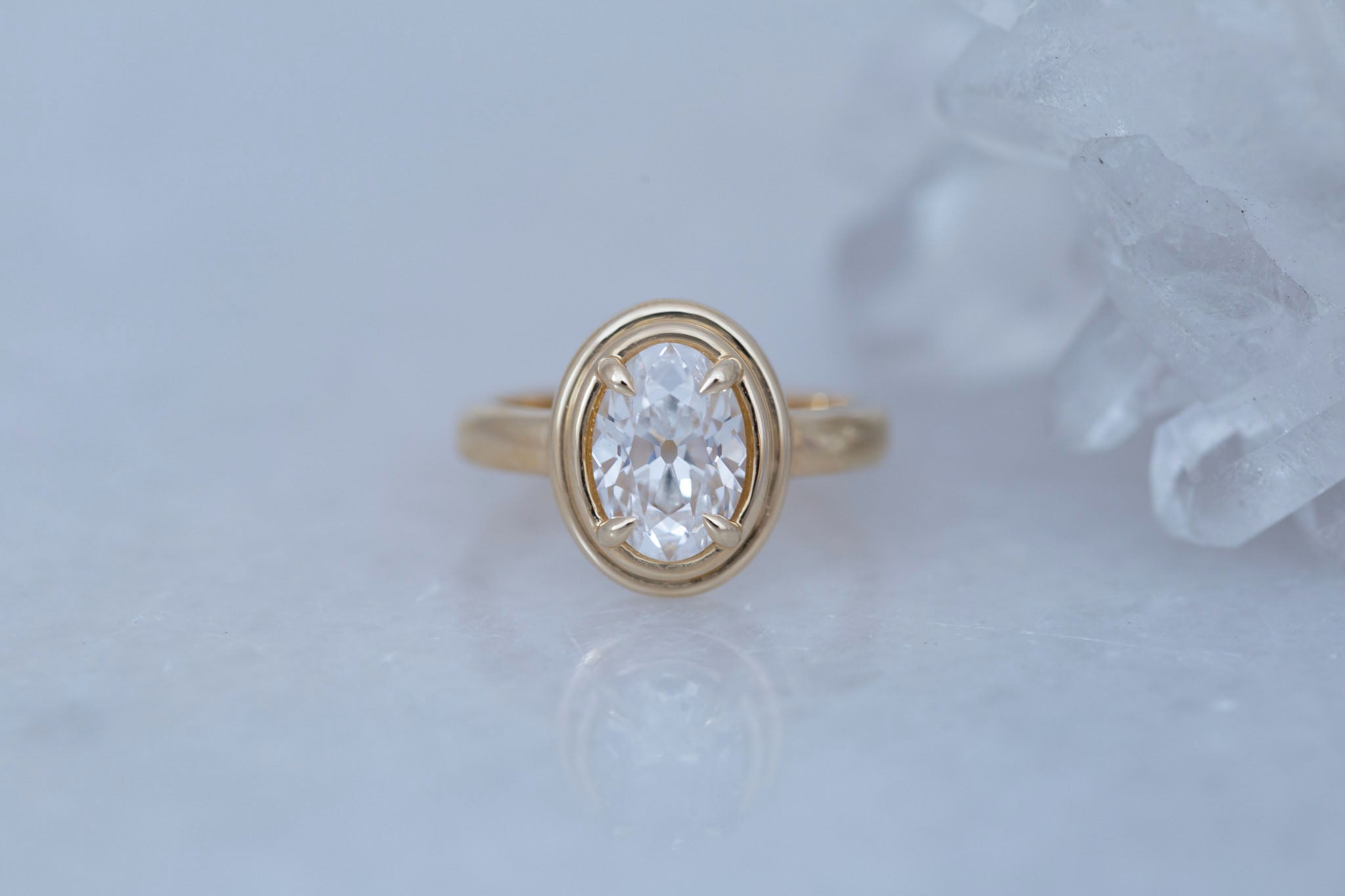 Drew Ring | Lab Antique Oval Diamond Solitaire Engagement Ring 2.04 ct | 14k Recycled Gold | One of a Kind