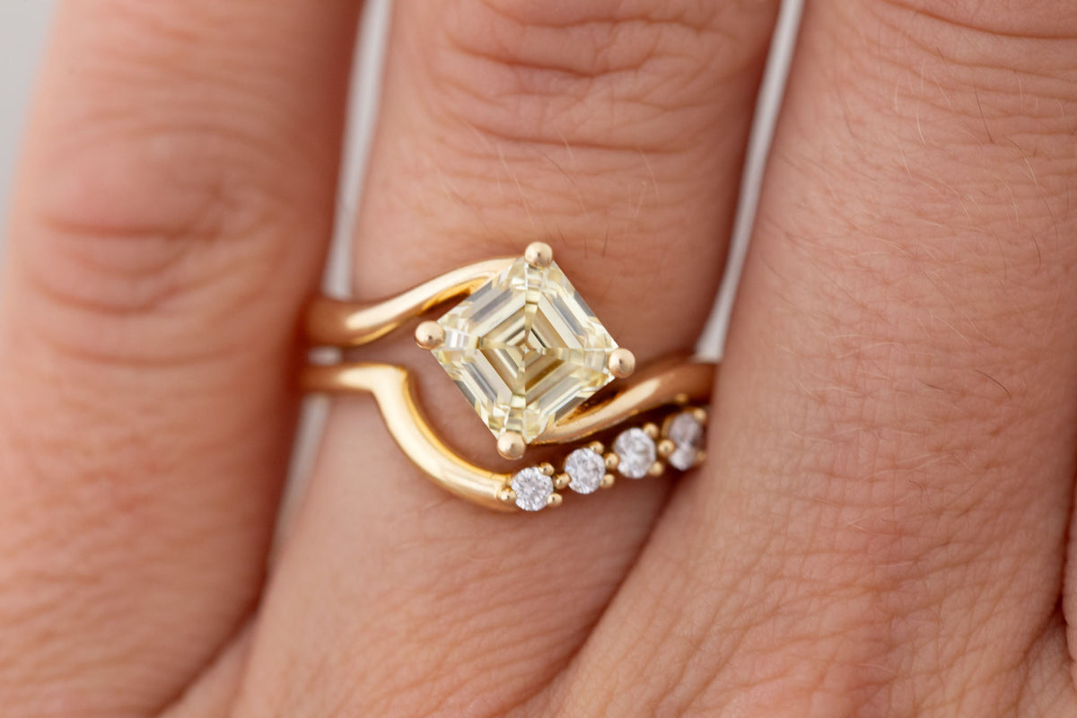 Marin Ring | Lab Yellow Diamond Asscher Bypass Engagement Ring 2.08 ct | 14k Recycled Gold | One of a Kind