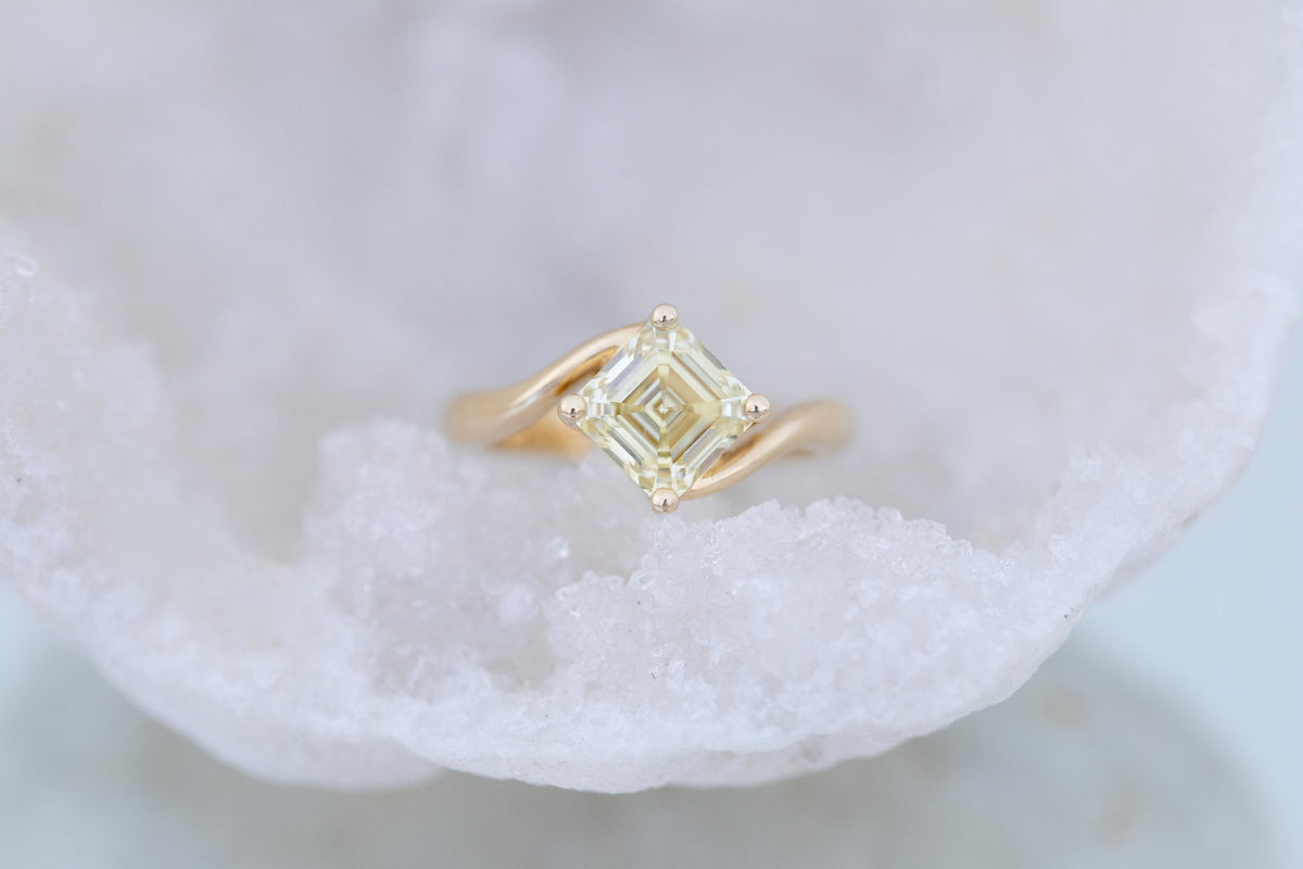Marin Ring | Lab Yellow Diamond Asscher Bypass Engagement Ring 2.08 ct | 14k Recycled Gold | One of a Kind