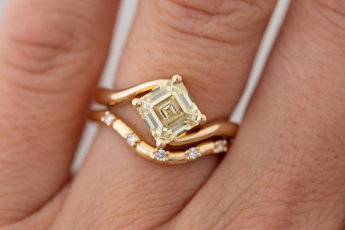 Marin Ring | Lab Yellow Diamond Asscher Bypass Engagement Ring 2.08 ct | 14k Recycled Gold | One of a Kind