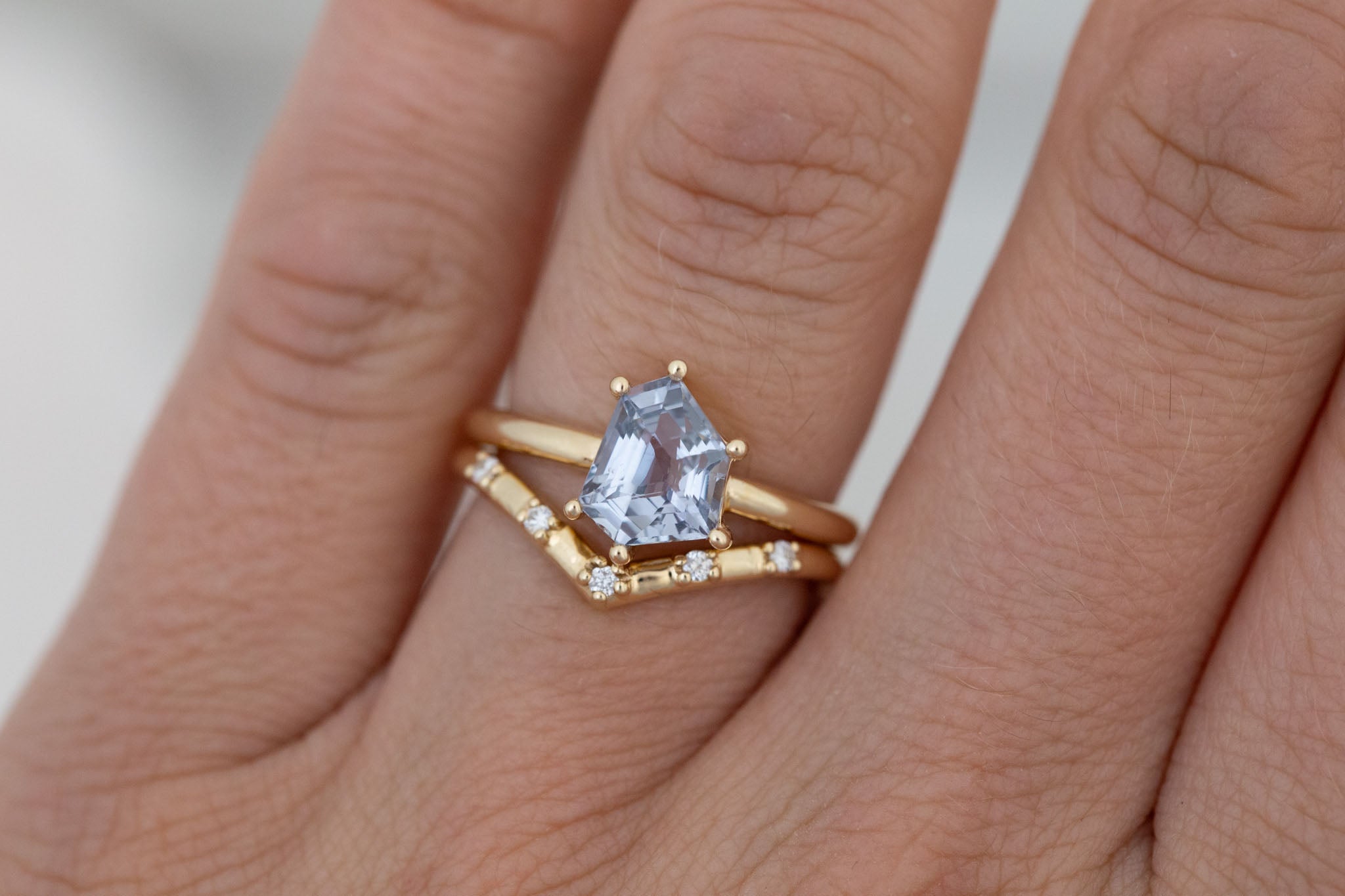 Briar Ring | Grey Geometric Cut Solitaire Engagement Ring 2.09 ct | 14k Recycled Gold | One of a Kind