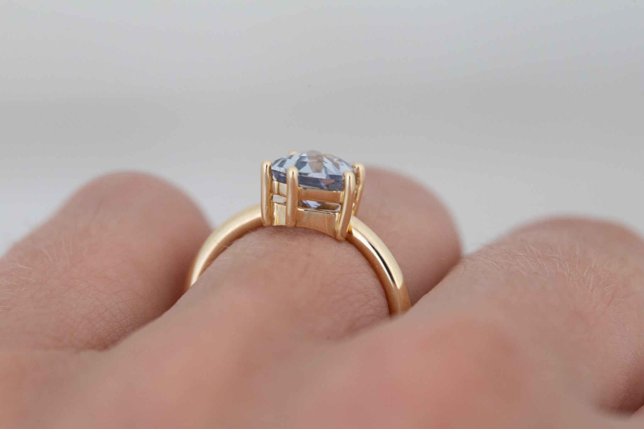 Briar Ring | Grey Geometric Cut Solitaire Engagement Ring 2.09 ct | 14k Recycled Gold | One of a Kind