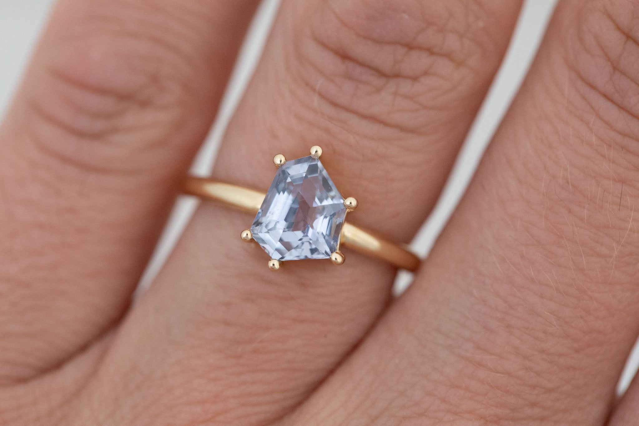 Briar Ring | Grey Geometric Cut Solitaire Engagement Ring 2.09 ct | 14k Recycled Gold | One of a Kind