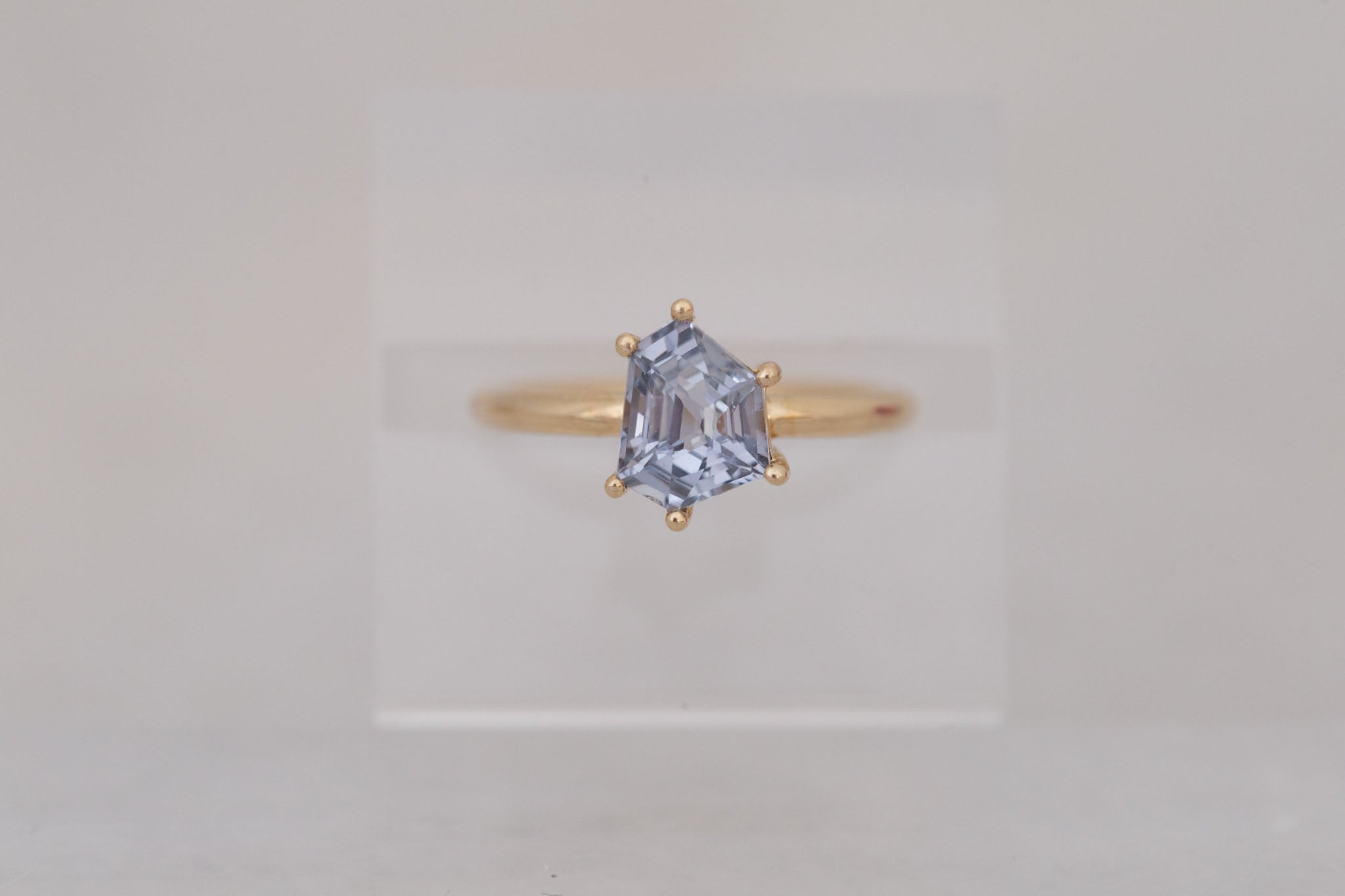 Briar Ring | Grey Geometric Cut Solitaire Engagement Ring 2.09 ct | 14k Recycled Gold | One of a Kind