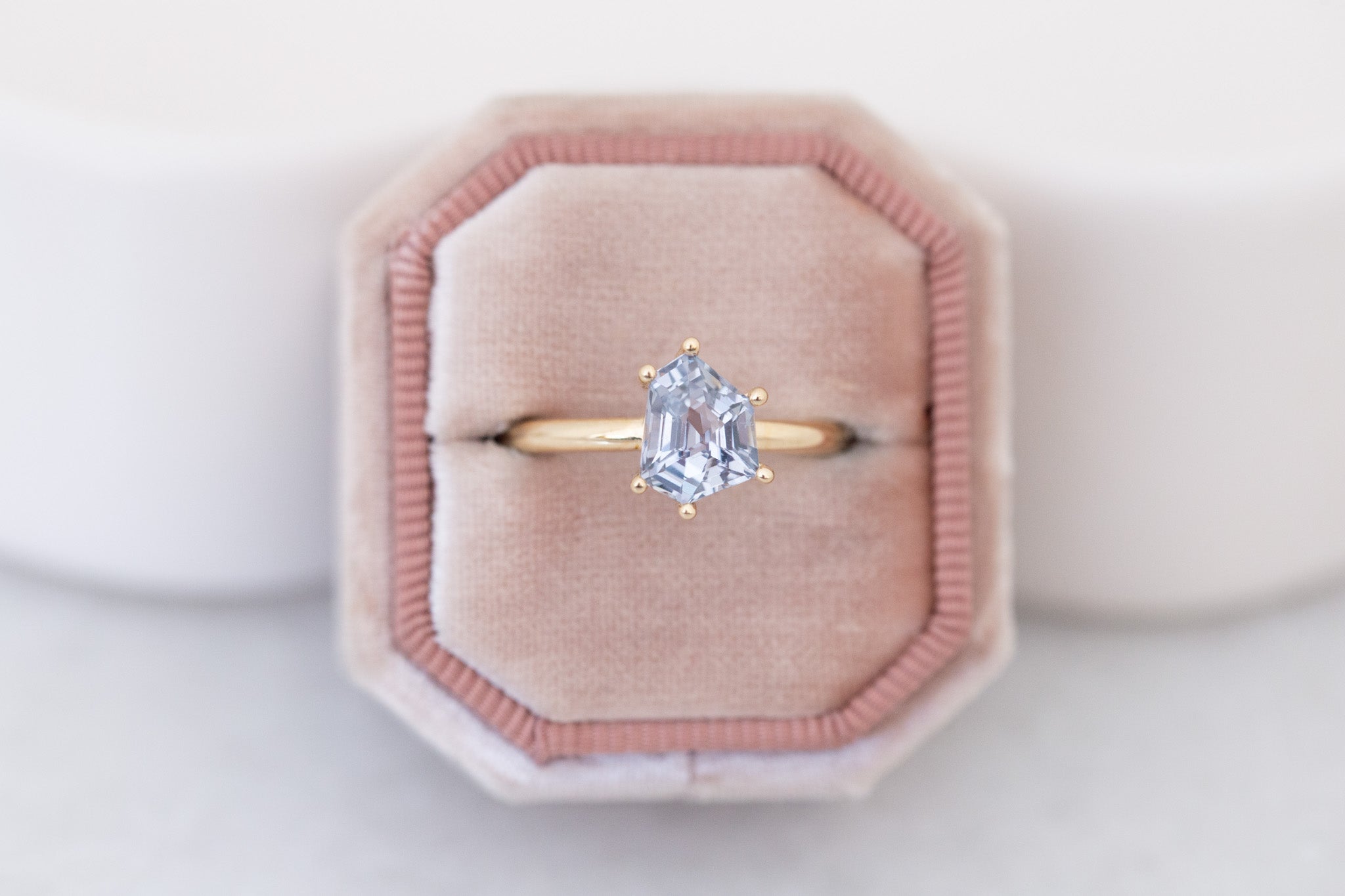 Briar Ring | Grey Geometric Cut Solitaire Engagement Ring 2.09 ct | 14k Recycled Gold | One of a Kind