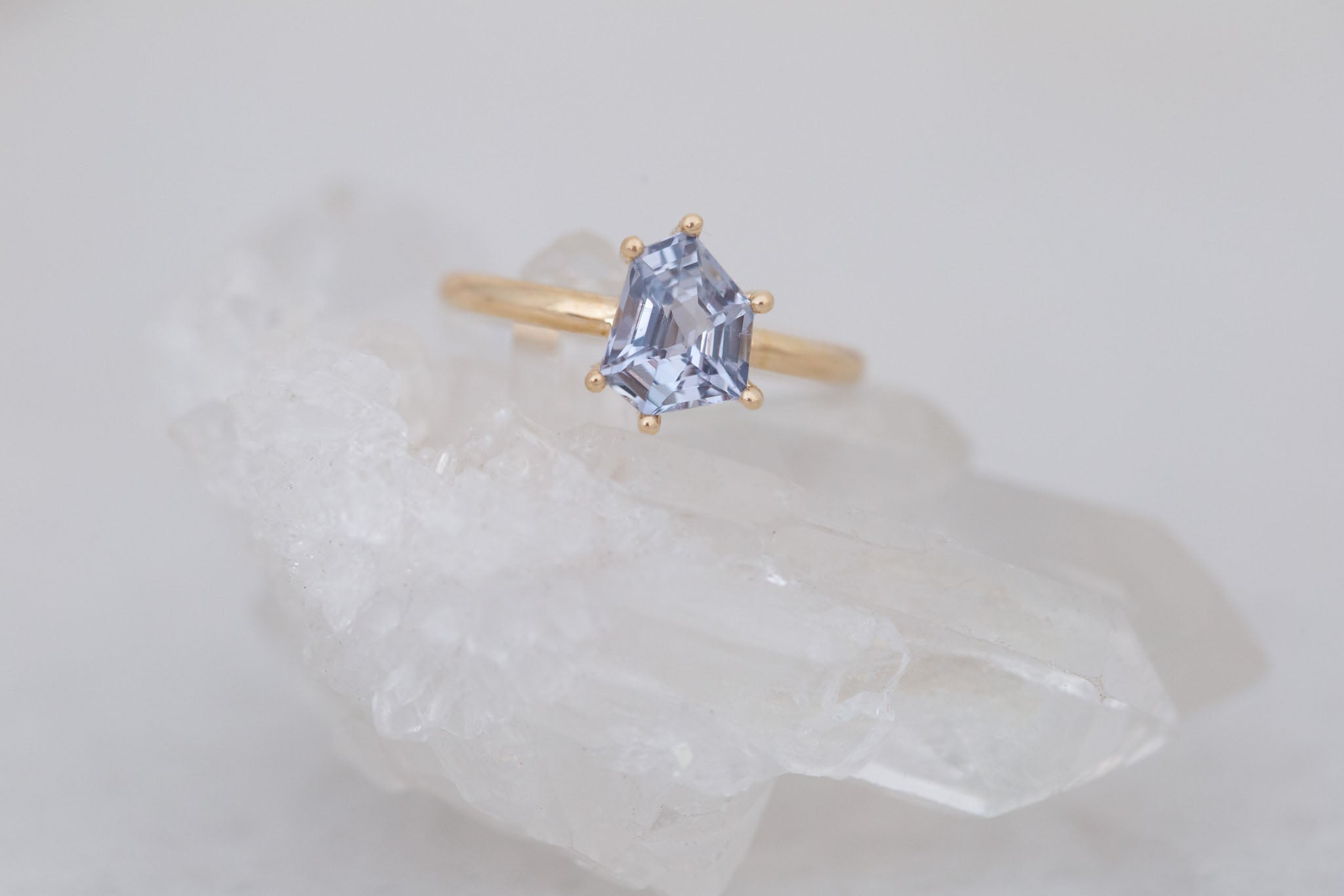 Briar Ring | Grey Geometric Cut Solitaire Engagement Ring 2.09 ct | 14k Recycled Gold | One of a Kind