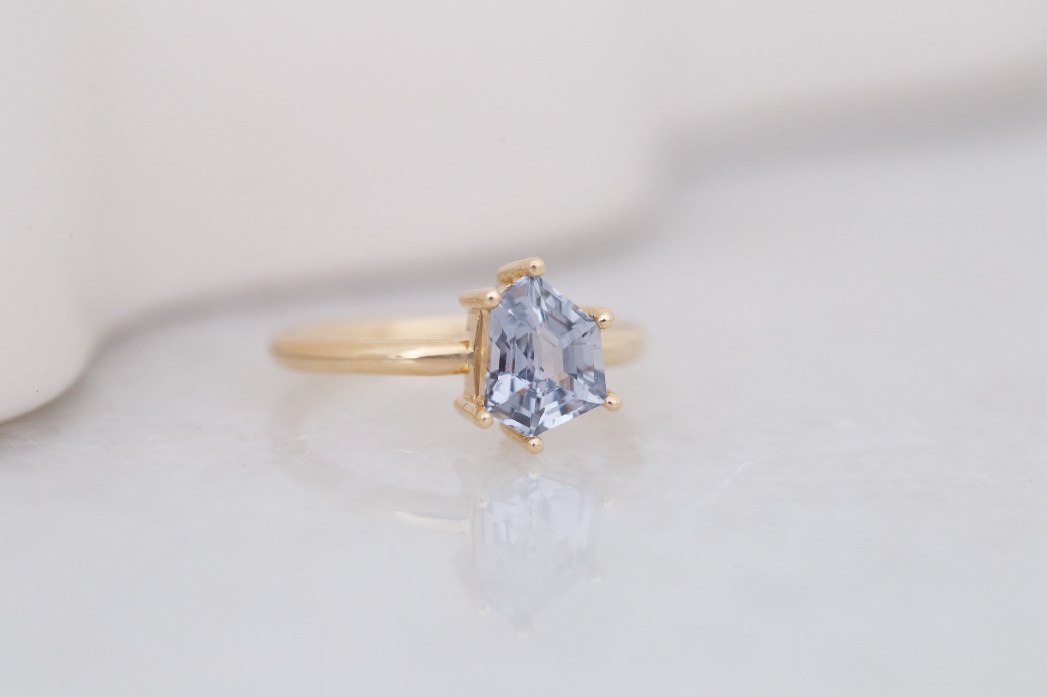 Briar Ring | Grey Geometric Cut Solitaire Engagement Ring 2.09 ct | 14k Recycled Gold | One of a Kind