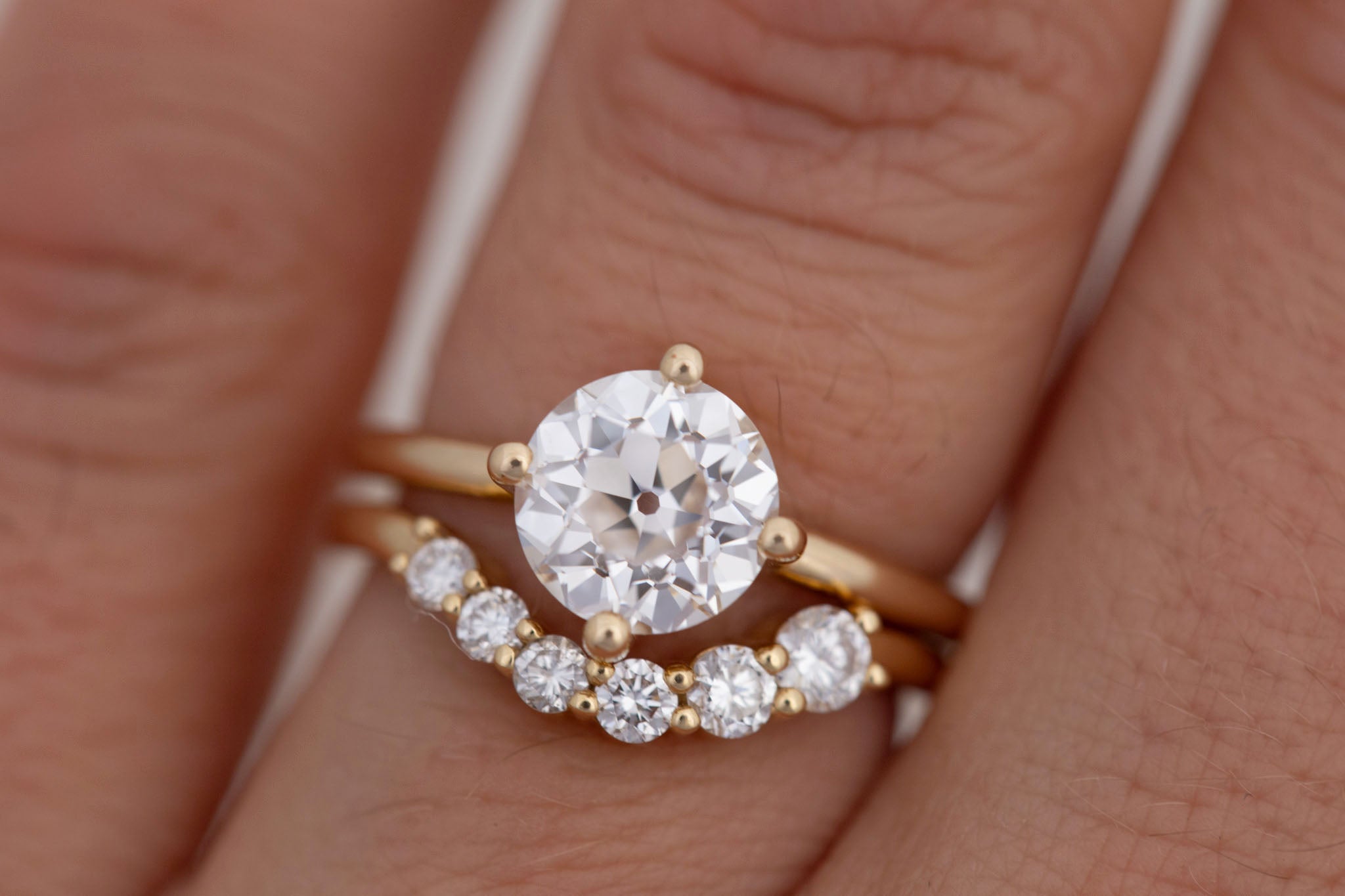 Leta Ring | Lab Antique Old European Cut Diamond Compass Set Solitaire Engagement Ring 2.09 ct | 14k Recycled Gold | One of a Kind