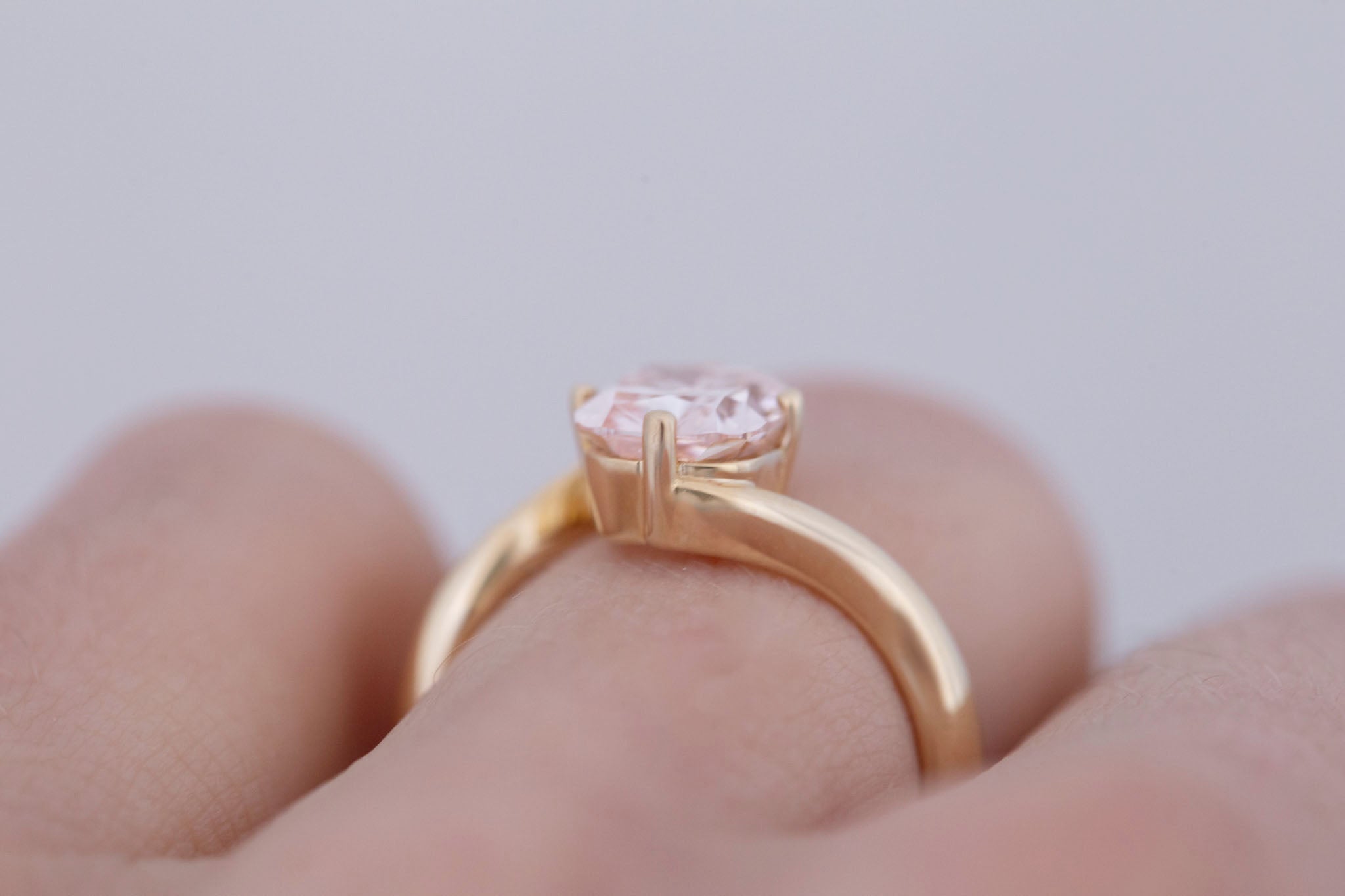 Marin Ring | Lab Pink Diamond Cushion Cut Bypass Engagement Ring 2.20 ct | 14k Recycled Gold | One of a Kind