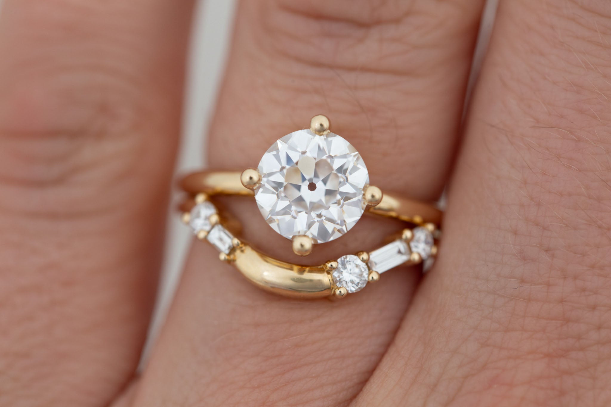 Leta Ring | Lab Antique Old European Cut Diamond Compass Set Solitaire Engagement Ring 2.33 ct | 14k Recycled Gold | One of a Kind