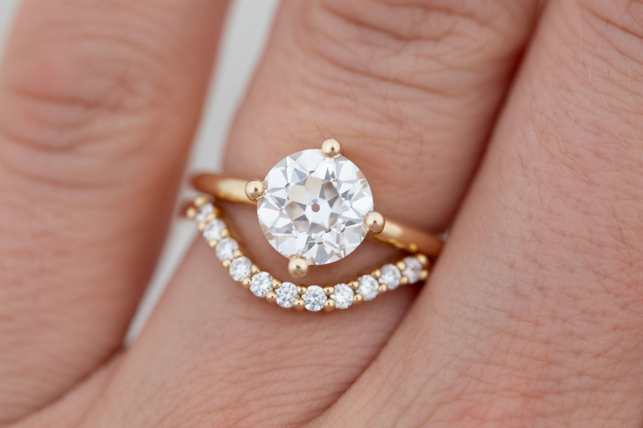 Leta Ring | Lab Antique Old European Cut Diamond Compass Set Solitaire Engagement Ring 2.33 ct | 14k Recycled Gold | One of a Kind