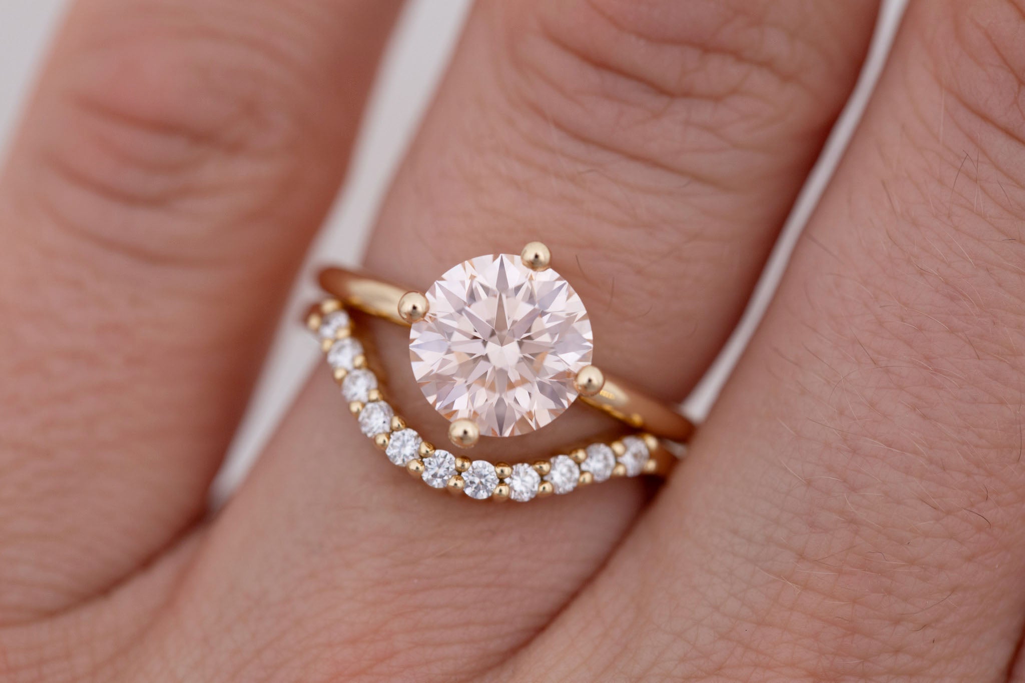 Leta Ring | Lab Pink Round Diamond Compass Set Solitaire Engagement Ring 2.36 ct | 14k Recycled Gold | One of a Kind