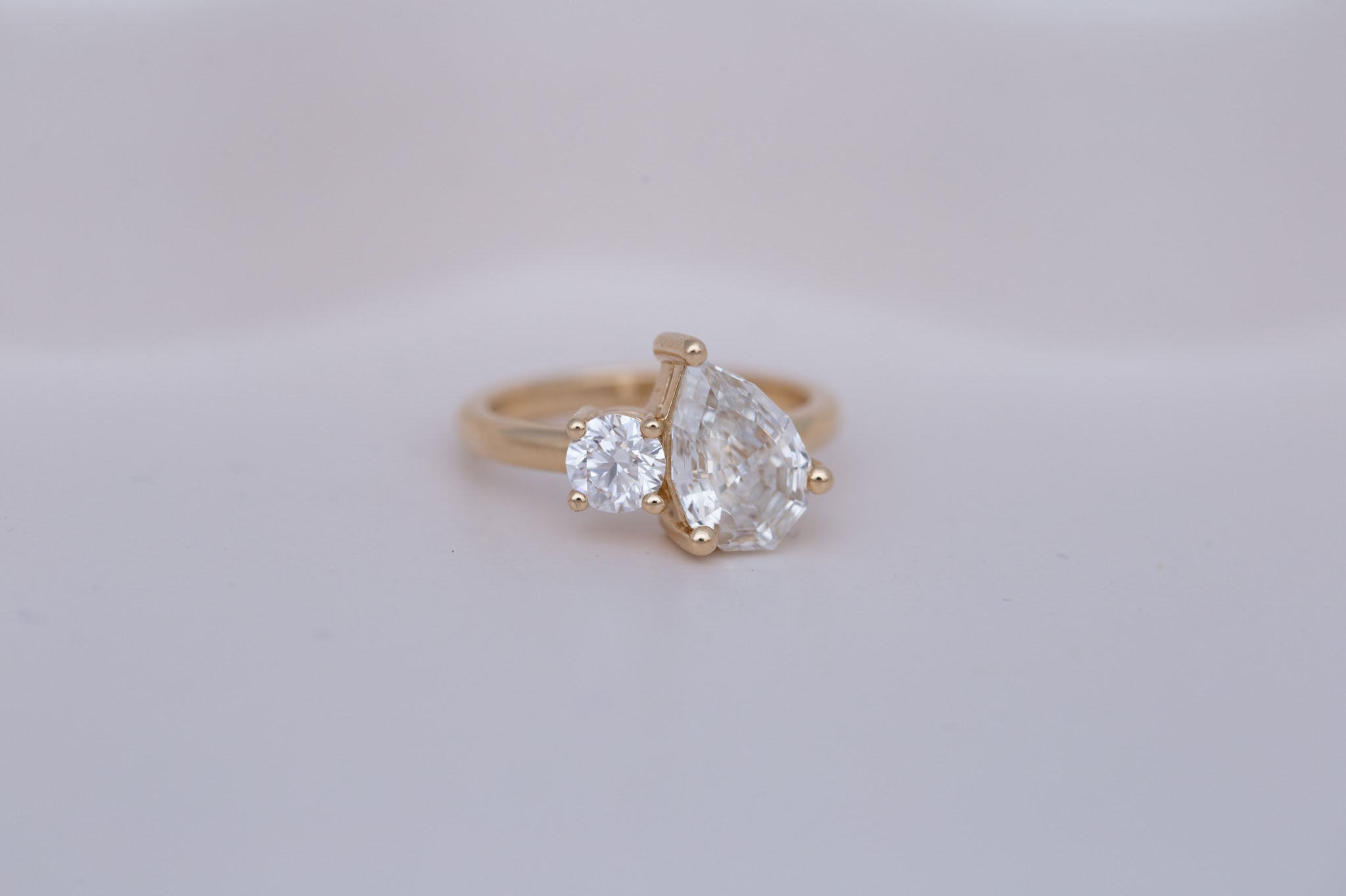 Liana Ring | Lab Pear Cut Diamond + Lab Old European Cut Diamond Engagement Ring 2.51 ct | 14k Recycled Gold | One of a Kind