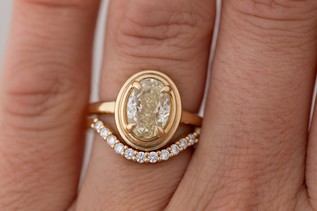 Drew Ring | Lab Yellow Oval Diamond Solitaire Engagement Ring 2.51 ct | 14k Recycled Gold | One of a Kind
