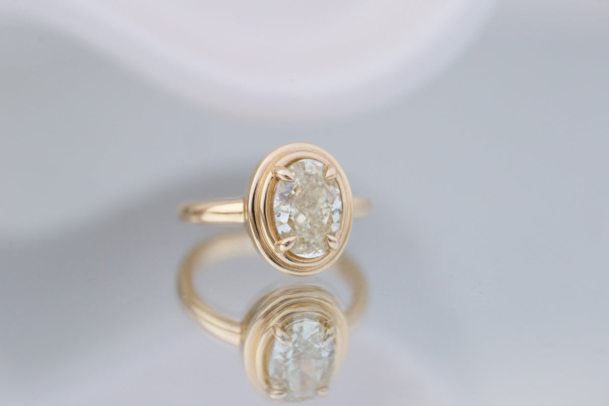 Drew Ring | Lab Yellow Oval Diamond Solitaire Engagement Ring 2.51 ct | 14k Recycled Gold | One of a Kind