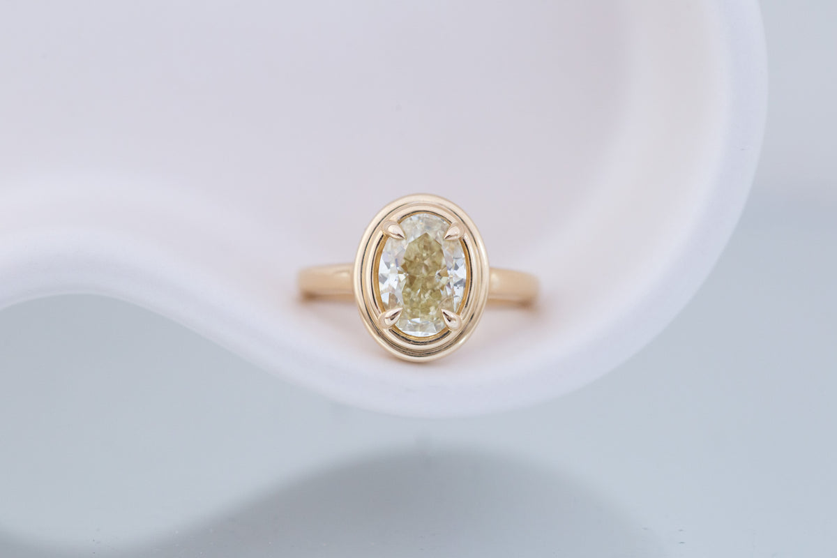 Drew Ring | Lab Yellow Oval Diamond Solitaire Engagement Ring 2.51 ct | 14k Recycled Gold | One of a Kind