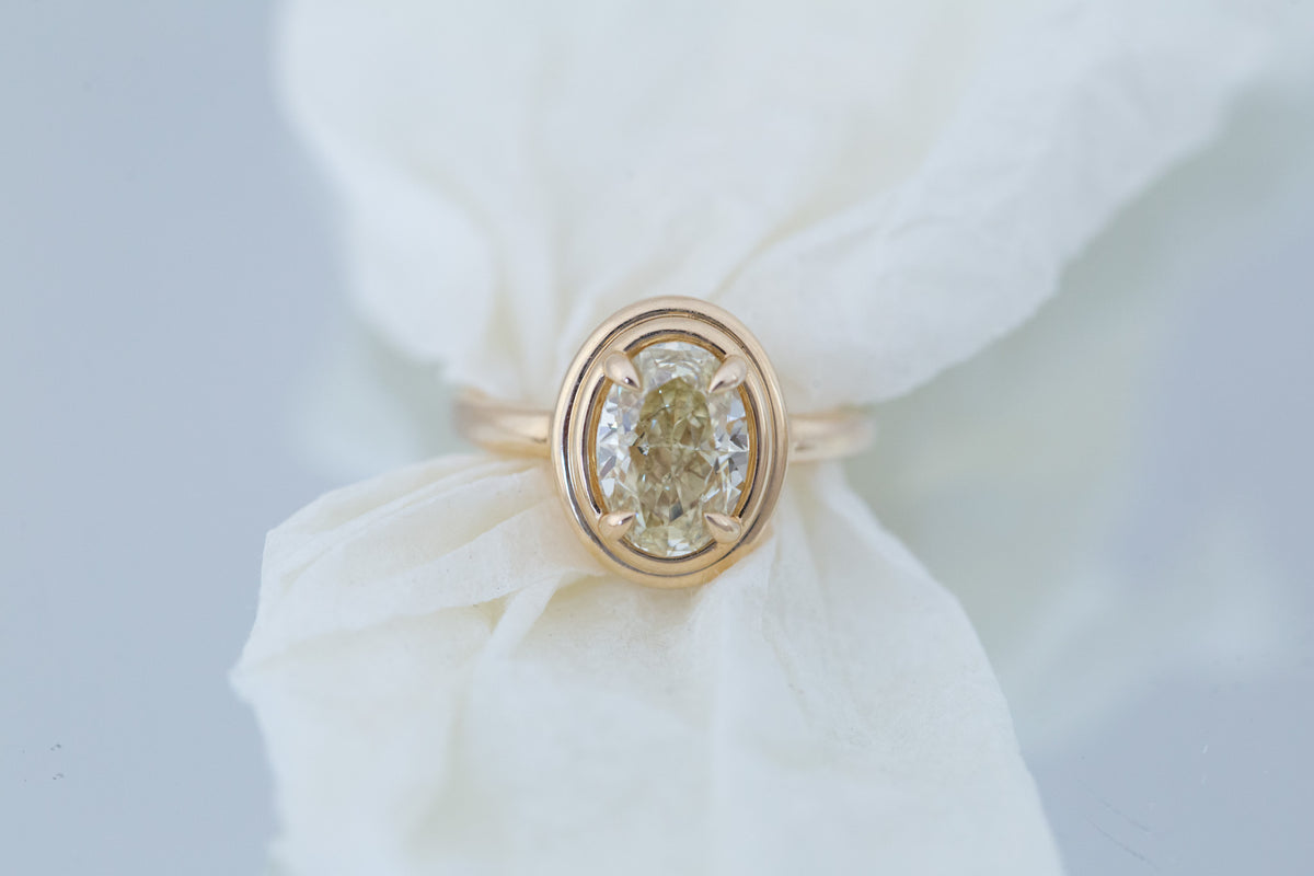 Drew Ring | Lab Yellow Oval Diamond Solitaire Engagement Ring 2.51 ct | 14k Recycled Gold | One of a Kind