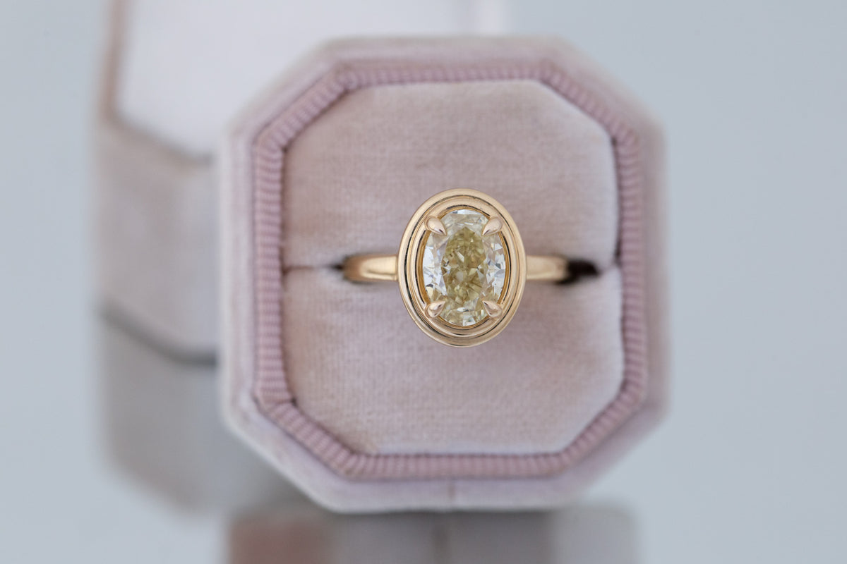 Drew Ring | Lab Yellow Oval Diamond Solitaire Engagement Ring 2.51 ct | 14k Recycled Gold | One of a Kind