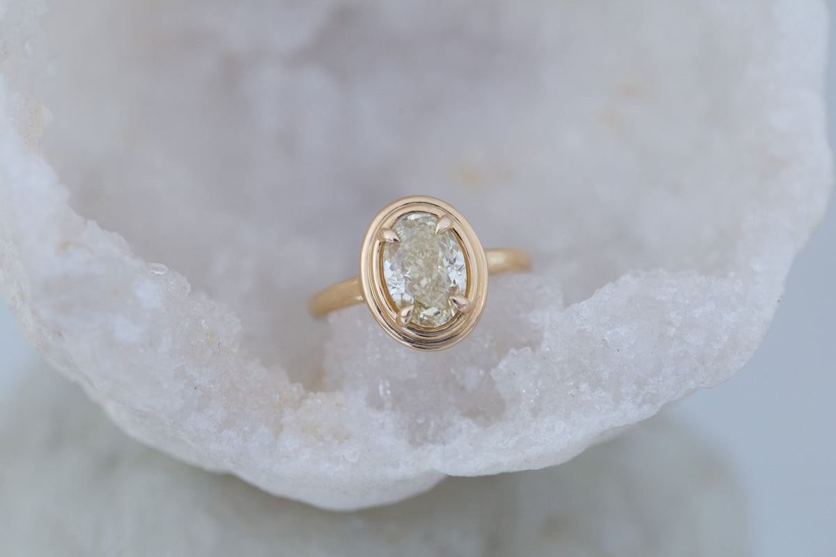 Drew Ring | Lab Yellow Oval Diamond Solitaire Engagement Ring 2.51 ct | 14k Recycled Gold | One of a Kind