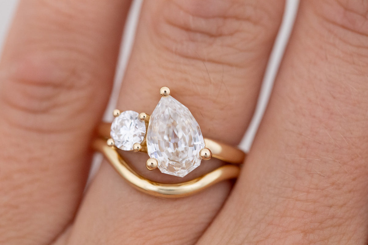 Liana Ring | Lab Pear Cut + Round Diamond Engagement Ring 2.54 ct | 14k Recycled Gold | One of a Kind