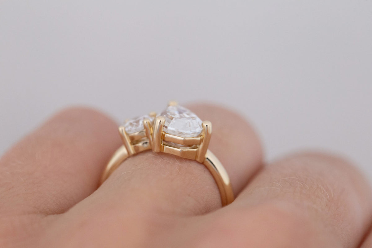 Liana Ring | Lab Pear Cut + Round Diamond Engagement Ring 2.54 ct | 14k Recycled Gold | One of a Kind