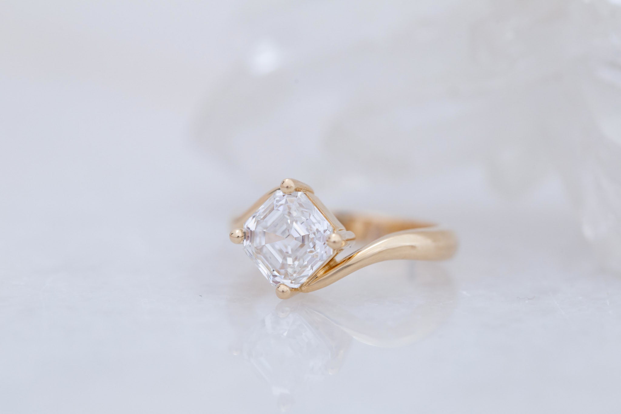 Marin Ring | Lab Asscher Bypass Engagement Ring 2.56 ct | 14k Recycled Gold | One of a Kind
