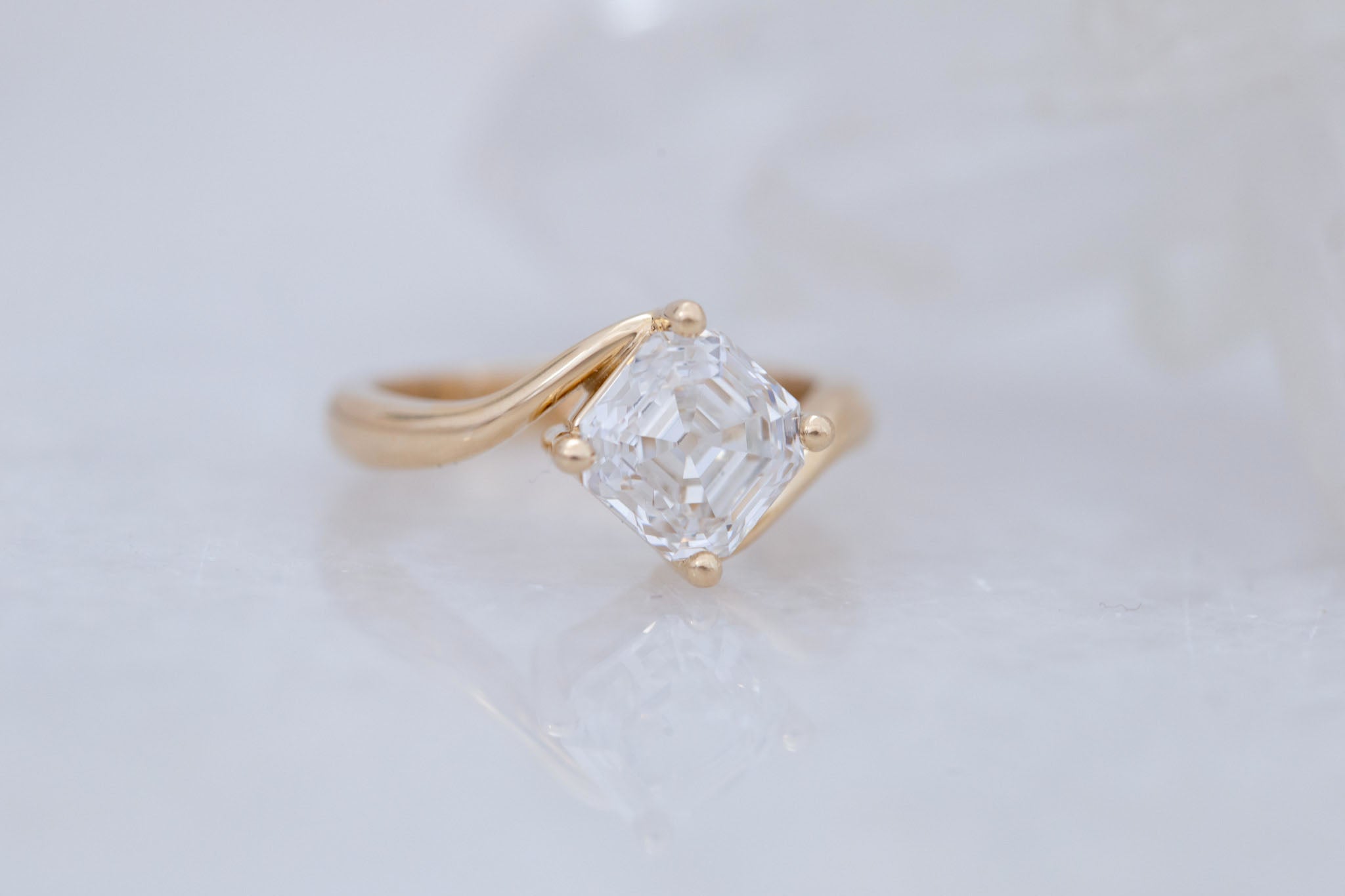 Marin Ring | Lab Asscher Bypass Engagement Ring 2.56 ct | 14k Recycled Gold | One of a Kind