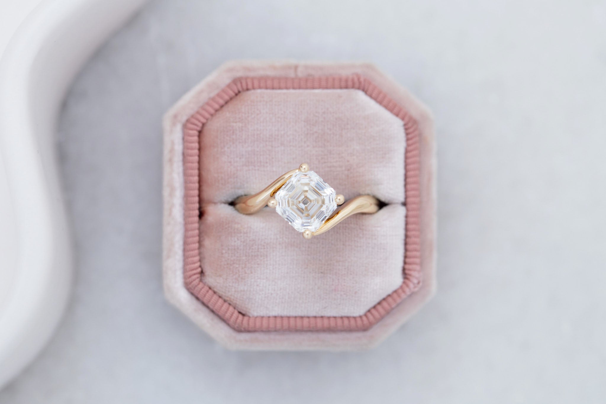 Marin Ring | Lab Asscher Bypass Engagement Ring 2.56 ct | 14k Recycled Gold | One of a Kind