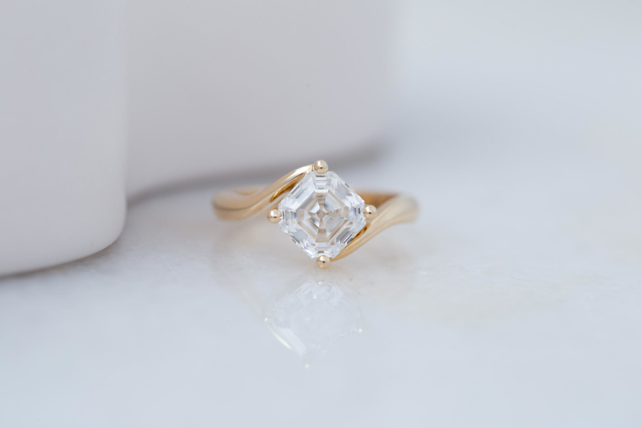Marin Ring | Lab Asscher Bypass Engagement Ring 2.56 ct | 14k Recycled Gold | One of a Kind
