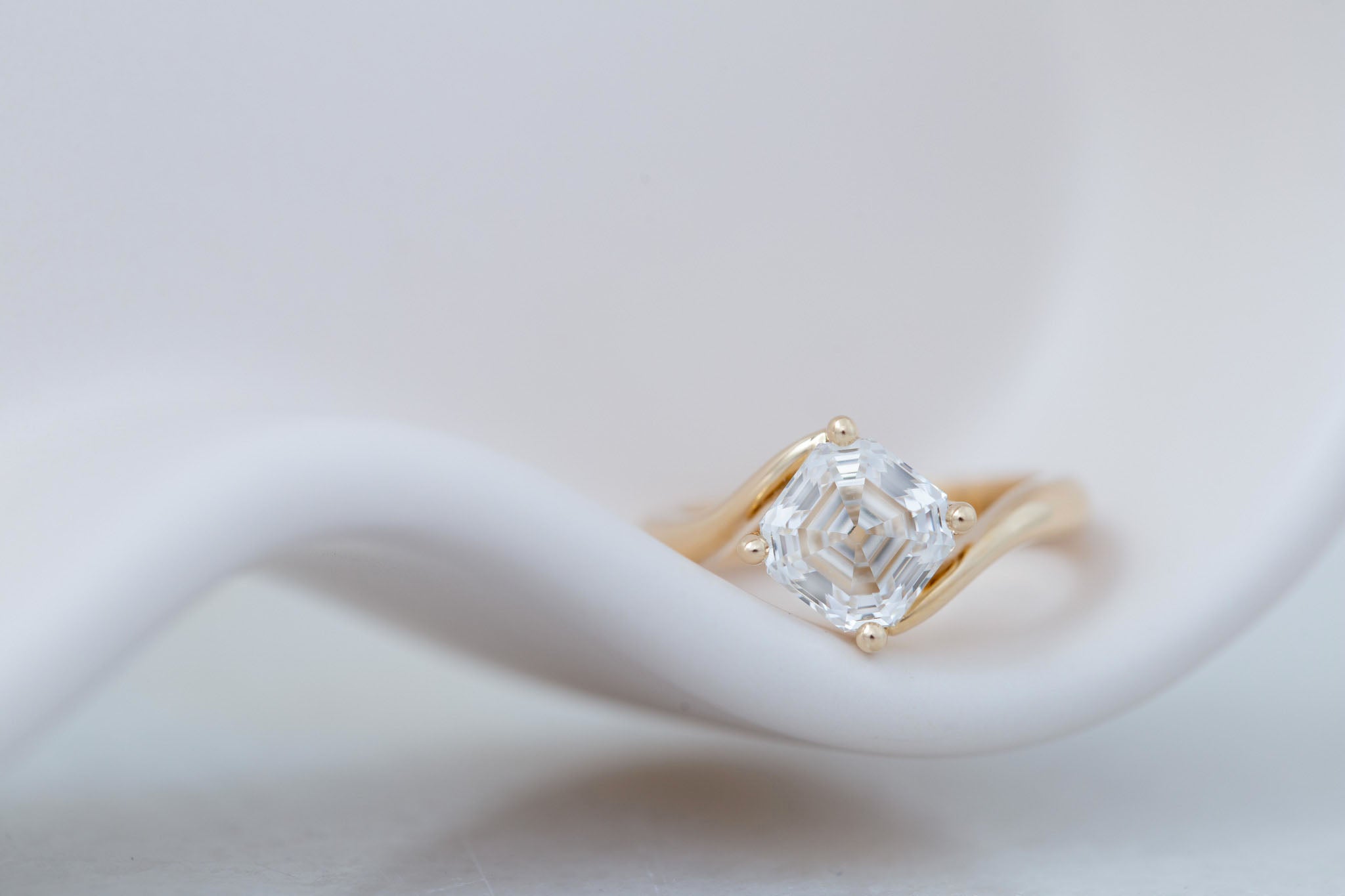 Marin Ring | Lab Asscher Bypass Engagement Ring 2.56 ct | 14k Recycled Gold | One of a Kind