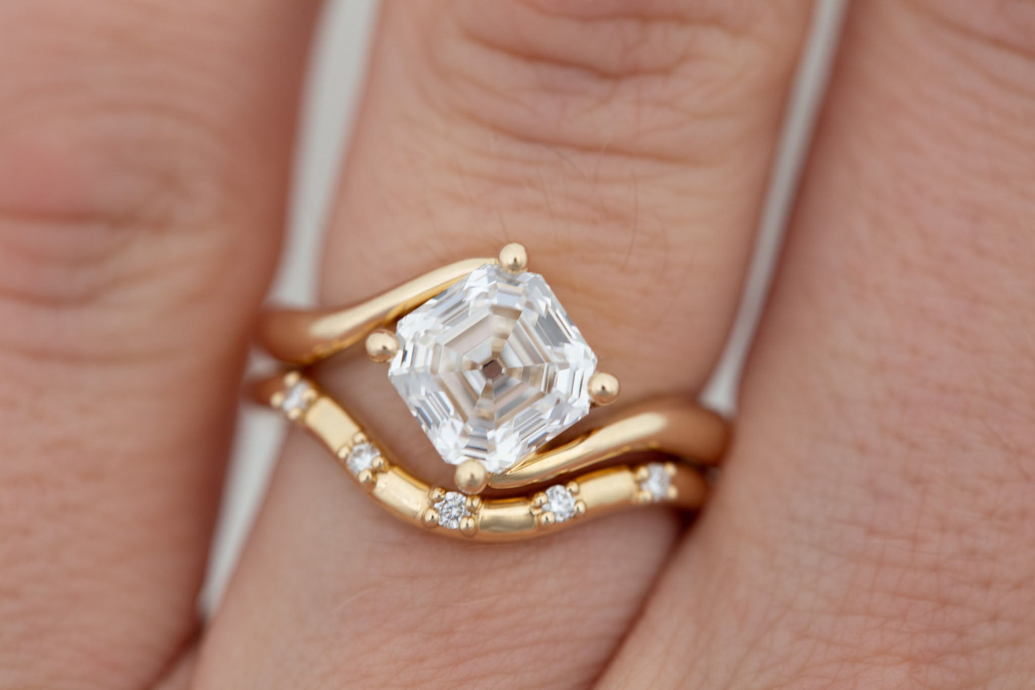 Marin Ring | Lab Asscher Bypass Engagement Ring 2.56 ct | 14k Recycled Gold | One of a Kind