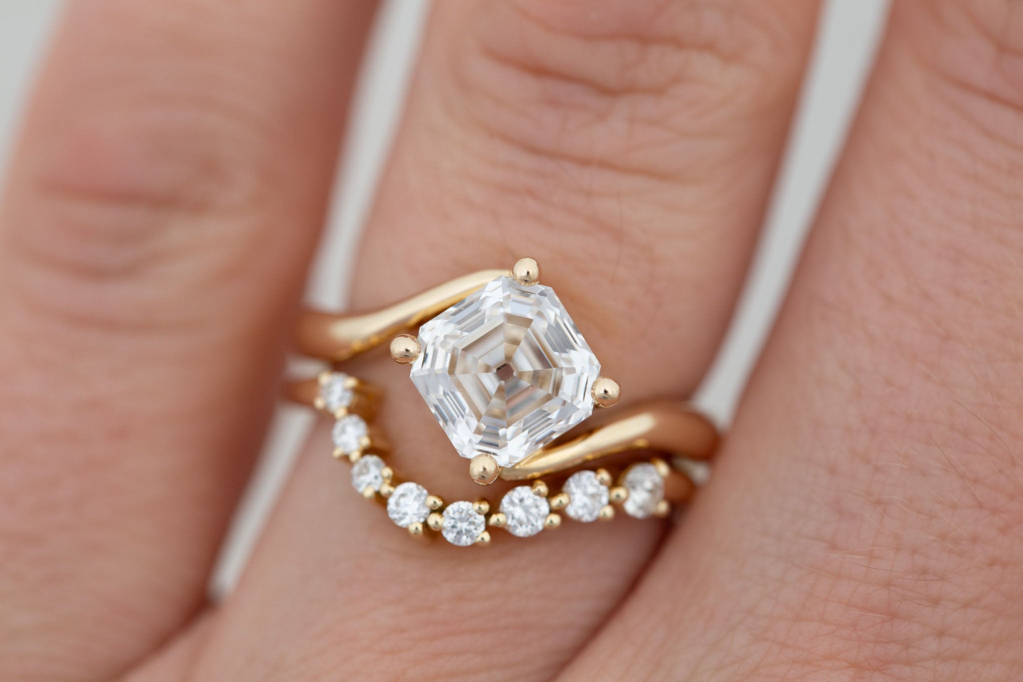 Marin Ring | Lab Asscher Bypass Engagement Ring 2.56 ct | 14k Recycled Gold | One of a Kind