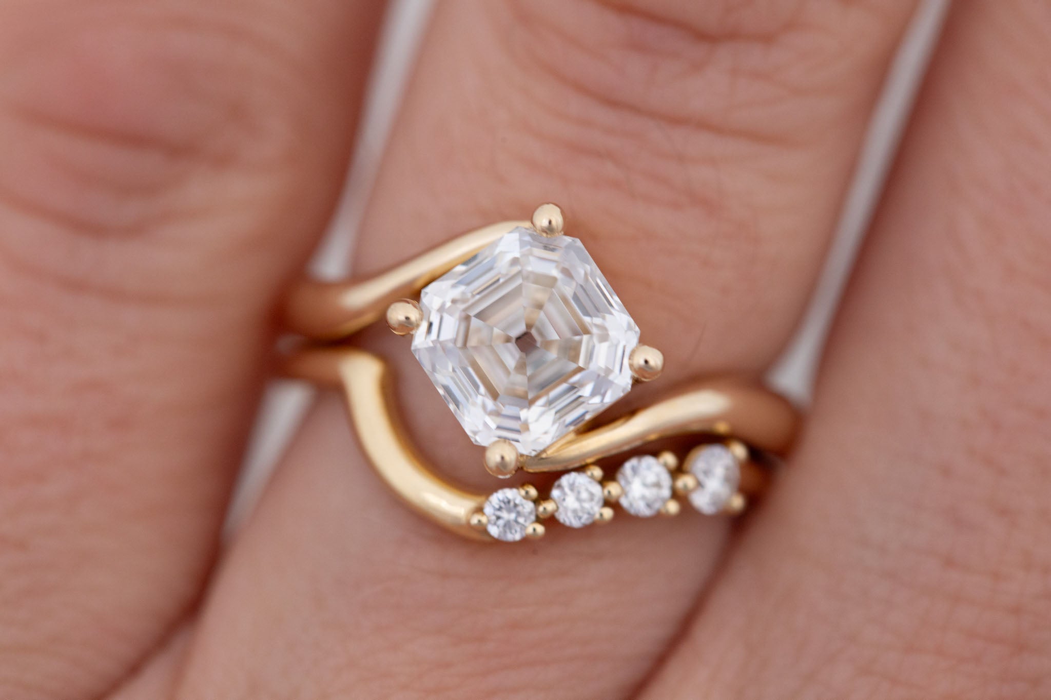 Marin Ring | Lab Asscher Bypass Engagement Ring 2.56 ct | 14k Recycled Gold | One of a Kind