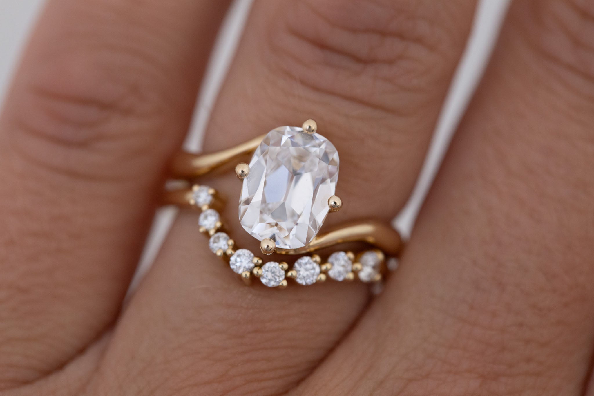 Marin Ring | Lab Cushion Cut Bypass Engagement Ring 2.68 ct | 14k Recycled Gold | One of a Kind