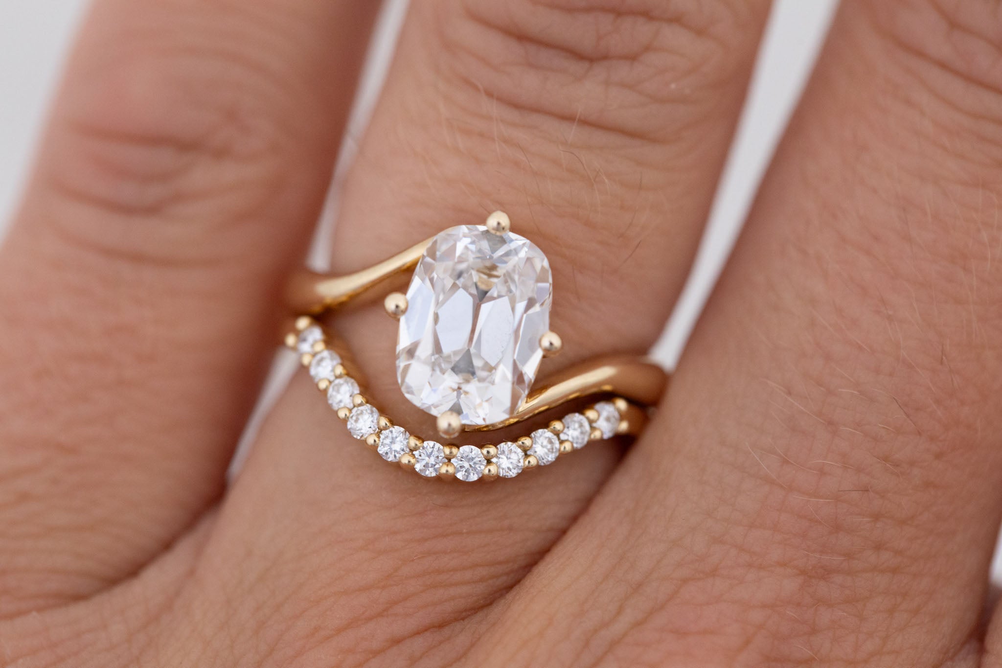 Marin Ring | Lab Cushion Cut Bypass Engagement Ring 2.68 ct | 14k Recycled Gold | One of a Kind