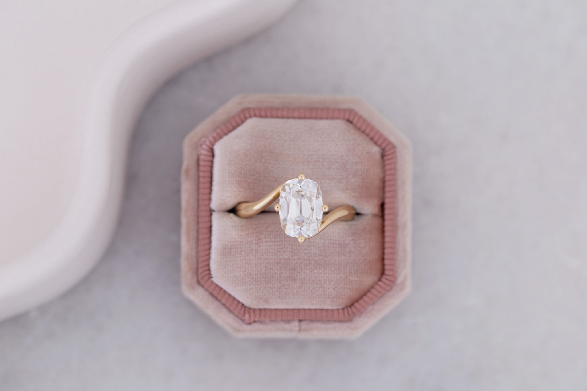 Marin Ring | Lab Cushion Cut Bypass Engagement Ring 2.68 ct | 14k Recycled Gold | One of a Kind