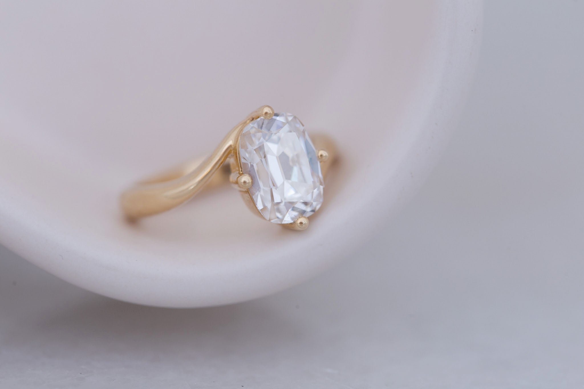 Marin Ring | Lab Cushion Cut Bypass Engagement Ring 2.68 ct | 14k Recycled Gold | One of a Kind