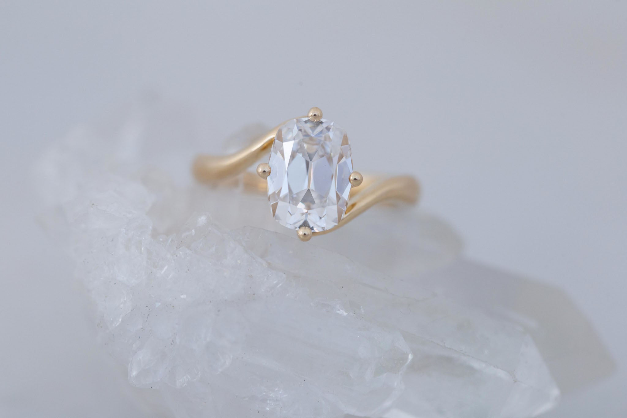 Marin Ring | Lab Cushion Cut Bypass Engagement Ring 2.68 ct | 14k Recycled Gold | One of a Kind