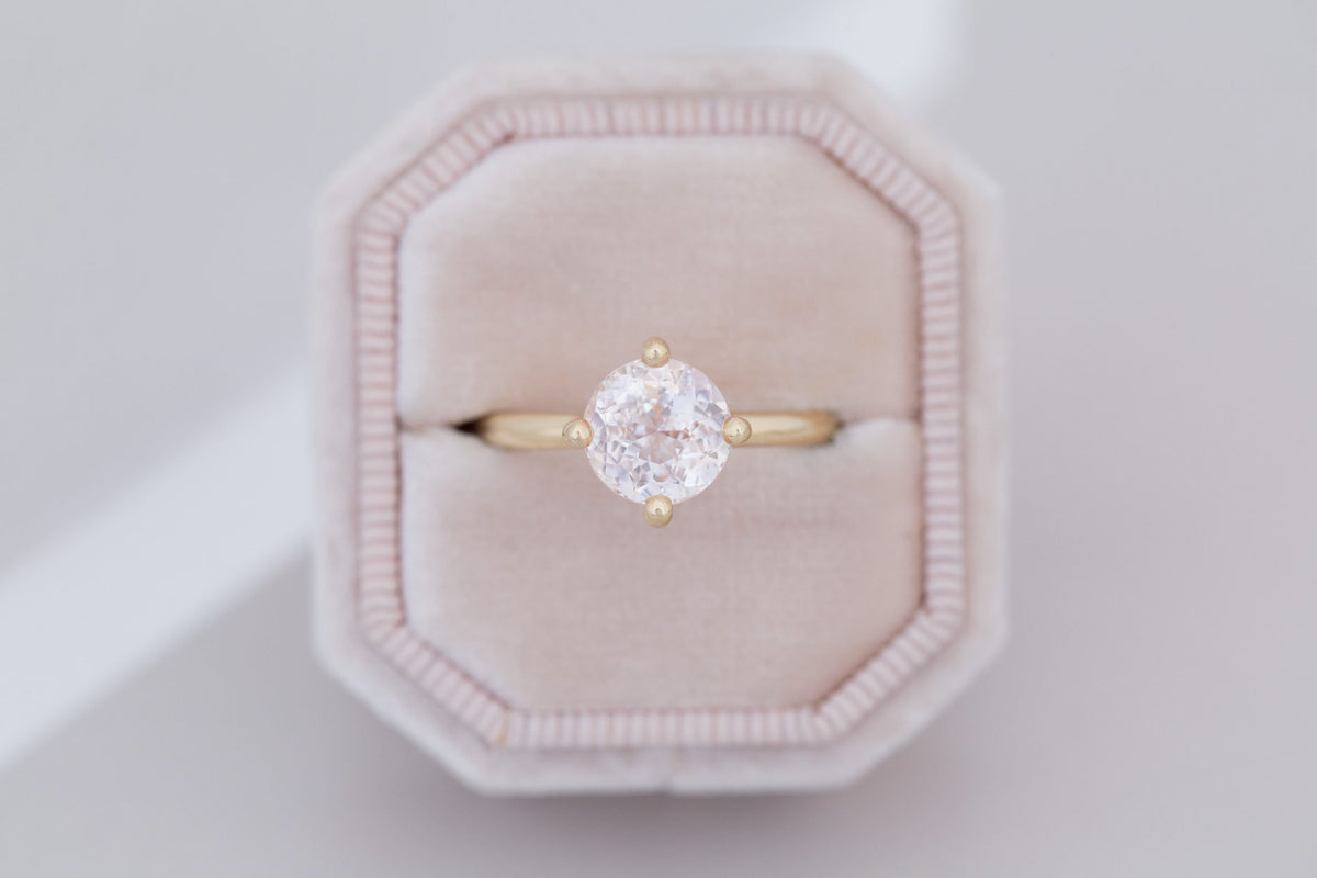 Leta Ring | Icy Blush Round Sapphire Compass Set Solitaire Engagement