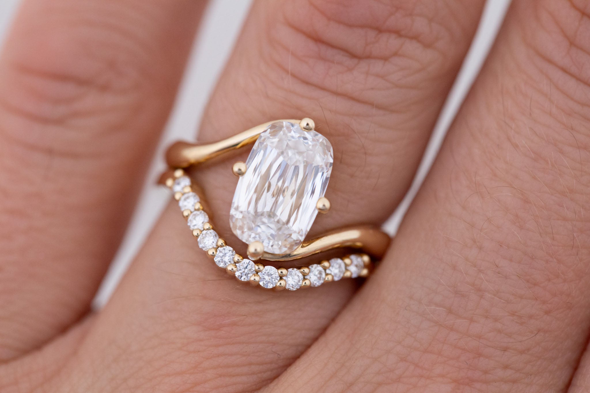 Marin Ring | Lab Crisscut Cushion Cut Bypass Engagement Ring 2.82 ct | 14k Recycled Gold | One of a Kind