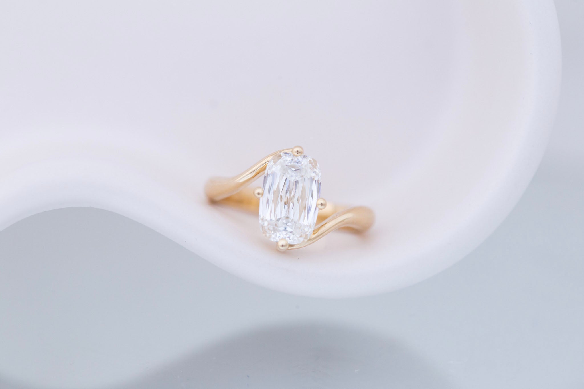 Marin Ring | Lab Crisscut Cushion Cut Bypass Engagement Ring 2.82 ct | 14k Recycled Gold | One of a Kind