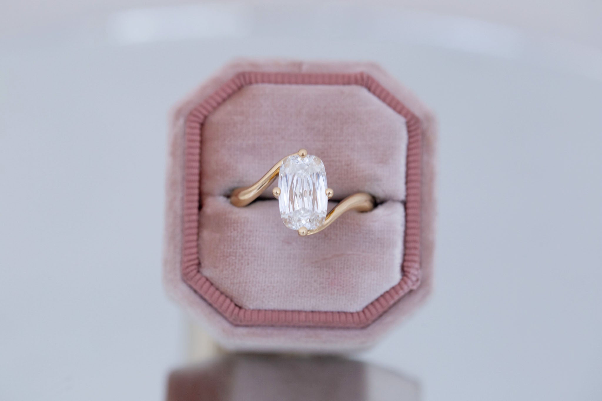 Marin Ring | Lab Crisscut Cushion Cut Bypass Engagement Ring 2.82 ct | 14k Recycled Gold | One of a Kind