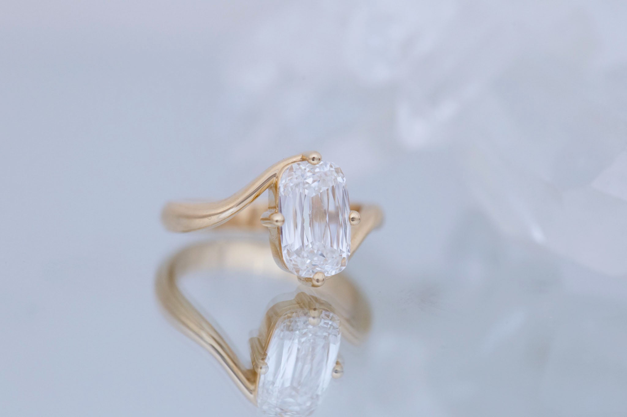 Marin Ring | Lab Crisscut Cushion Cut Bypass Engagement Ring 2.82 ct | 14k Recycled Gold | One of a Kind