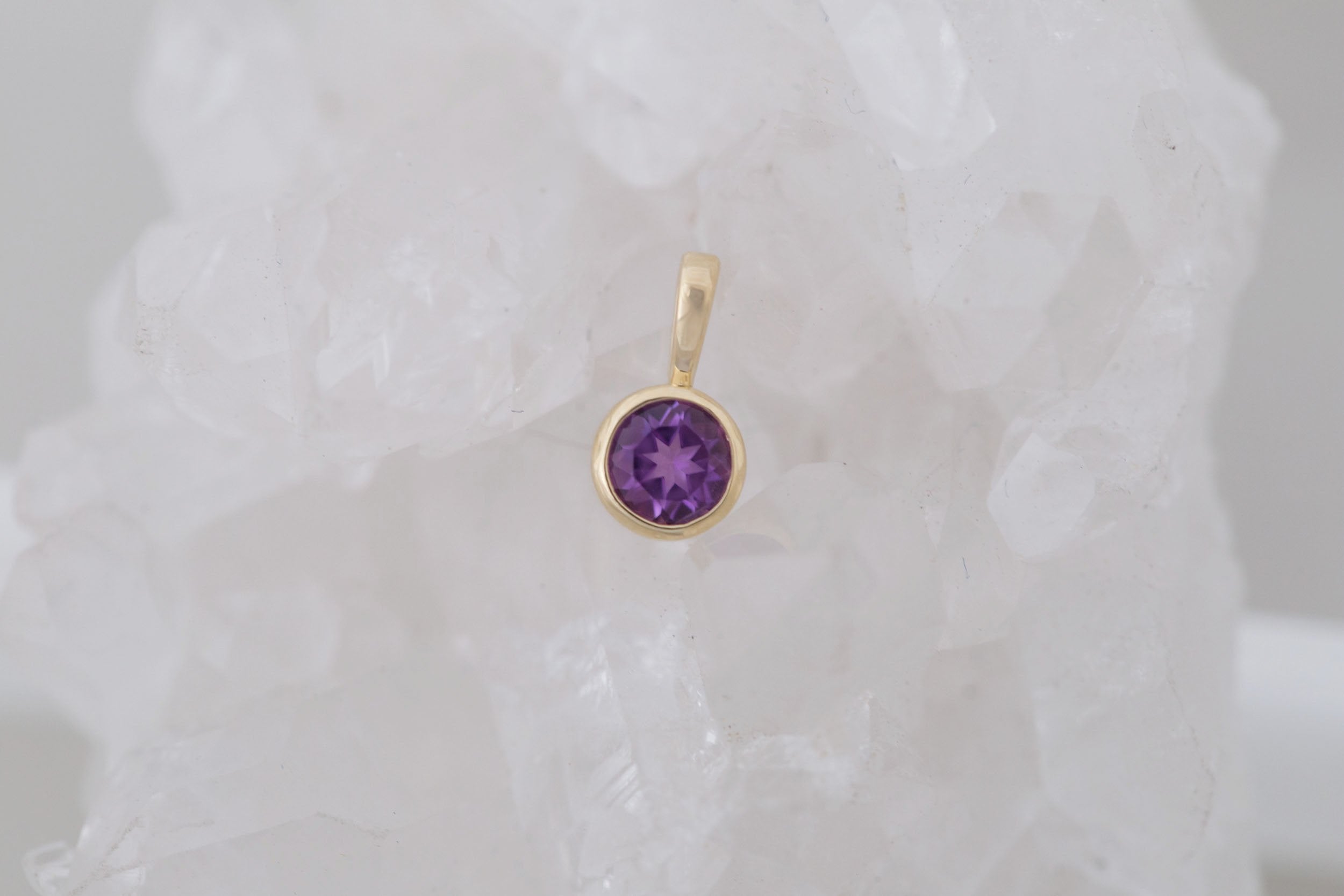 ★ROSEMONT★ 14K necklace (February birthstone) RS1307 14K Real Solid Gold February Amethyst Birthstone Necklace