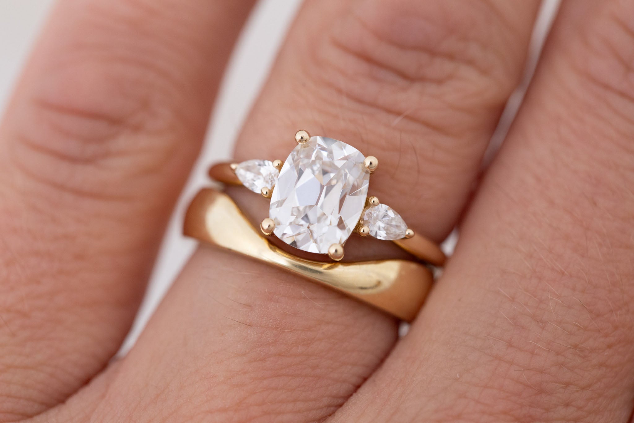 Iris Ring | Lab Diamond + Pear Diamond Accent Engagement Ring 2 ct | 14k Recycled Gold | One of a Kind