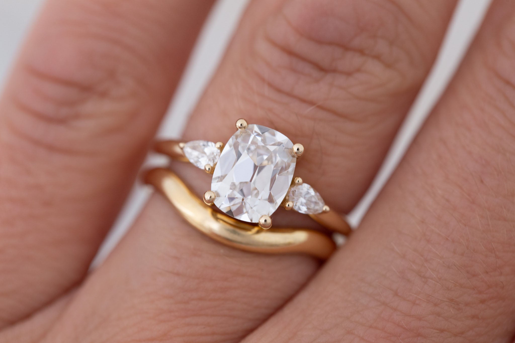 Iris Ring | Lab Diamond + Pear Diamond Accent Engagement Ring 2 ct | 14k Recycled Gold | One of a Kind